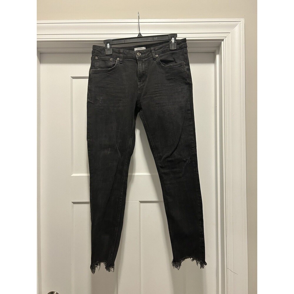 Zara Women’s Premium Denim Collection Black Jeans Size 10 Stretchy Distressed